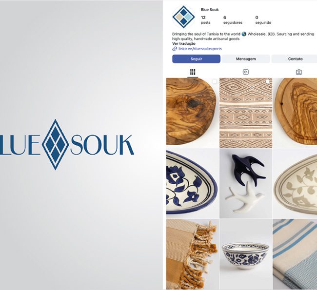 Blue Souk’s Instagram page showcasing Tunisian handcrafted products and brand visuals
